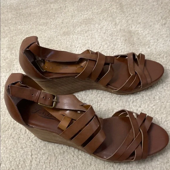 Lucky Brand Brown Strappy Wedge Sandals - Picture 5 of 6
